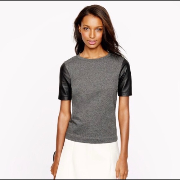 J. Crew Factory Tops - J. Crew Factory Vegan Leather Sleeve Top